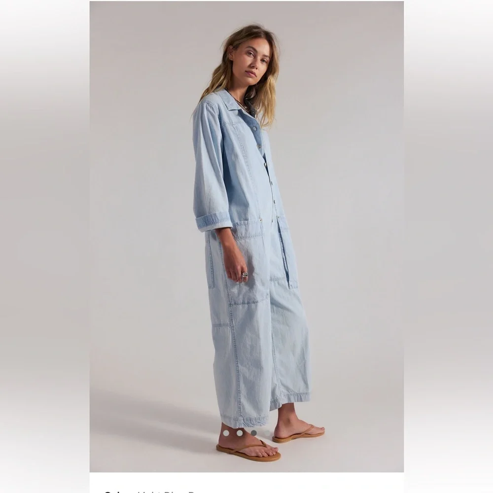 NEW FREE PEOPLE margarita jumpsuit in light blue size medium - Picture 7 of 8